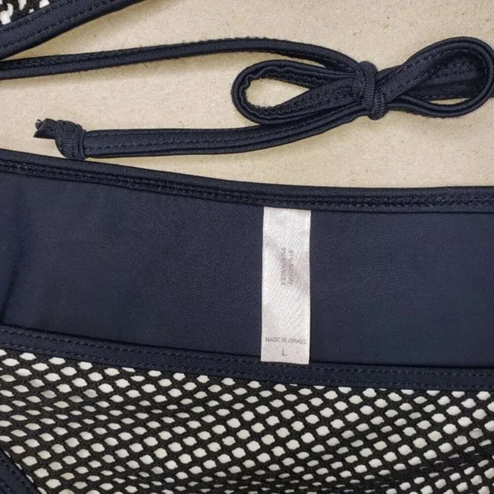 Vintage Victoria's Secret Black & White Fishnet Bikini Size Large